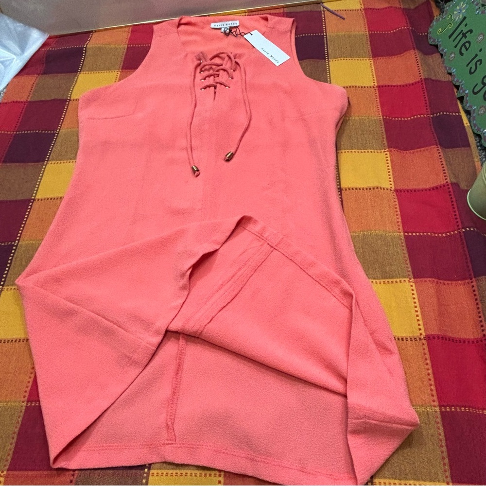 Coral Sleeveless Lace-Up dress - Picture 9 of 12